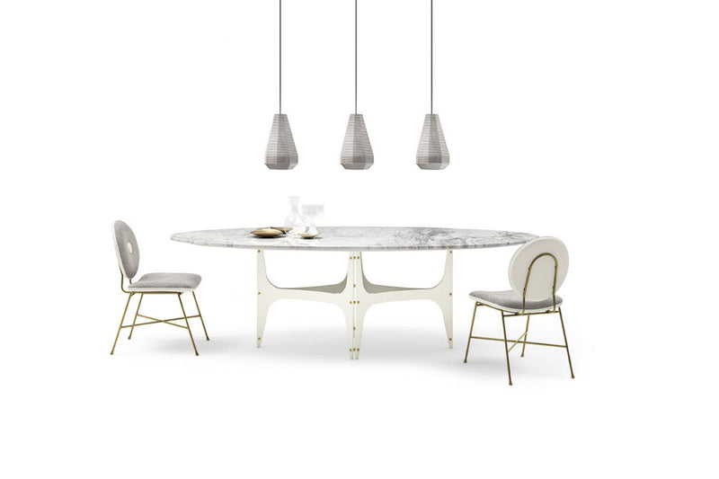 Universe ellittico - Tavolo design Bontempi piano ovale base in acciaio cm 250x116x75h - vari colori
