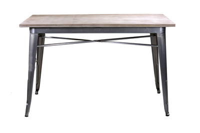 Tavolo fisso stile industrial in ferro galvanizzato piano in legno cm 160x80x76h