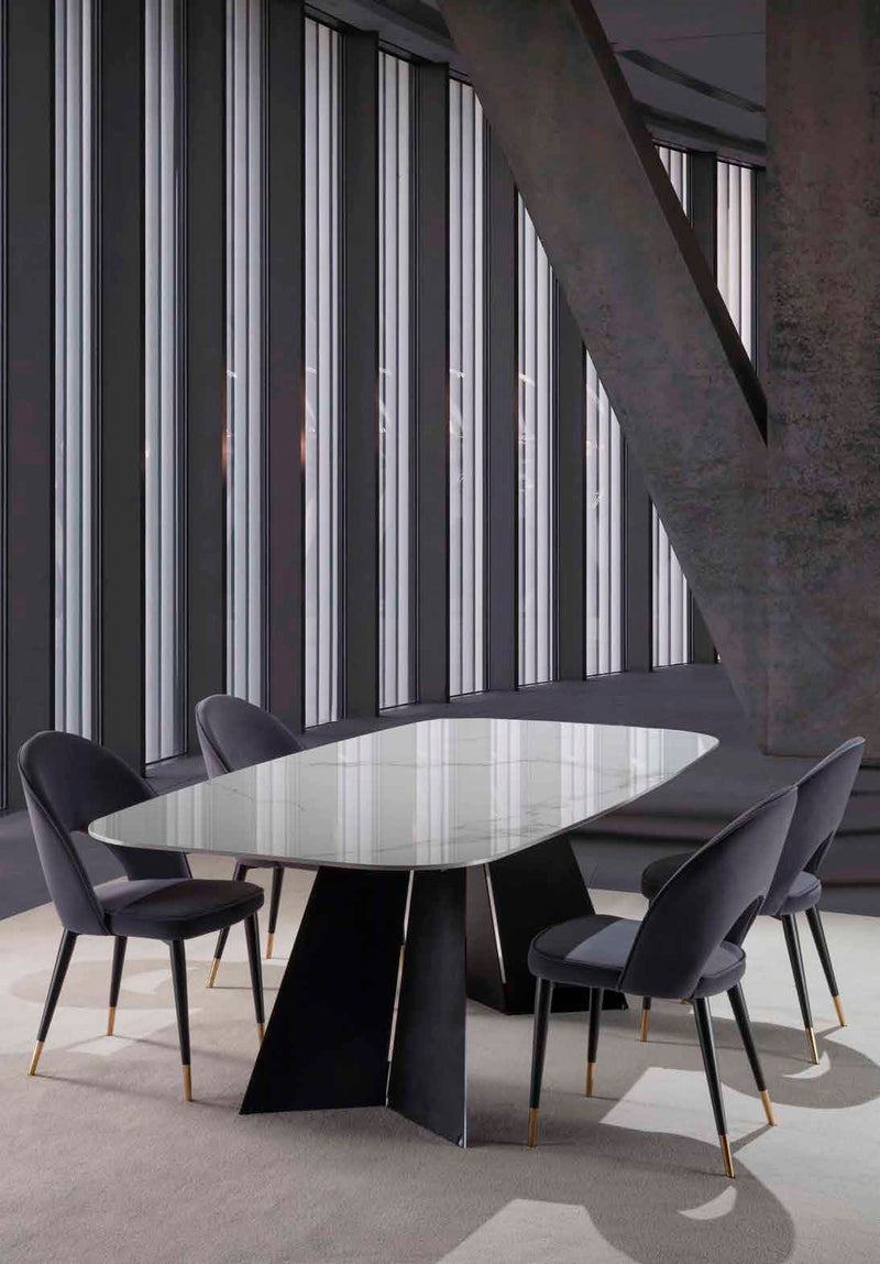 Altero - Tavolo design fisso piano gres porcellanato effetto marmo cm 238x110x76h - vari colori