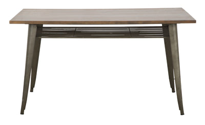 Tavolo industrial in ferro con ripiano piano in legno di pino cm 140x80x75h