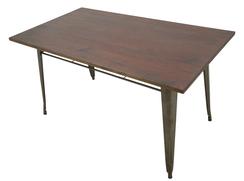 Tavolo industrial in ferro con ripiano piano in legno di pino cm 140x80x75h