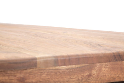 tavolo da pranzo fisso piano in legno di acacia gambe in metallo