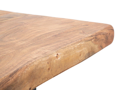 tavolo da pranzo fisso piano in legno di acacia gambe in metallo
