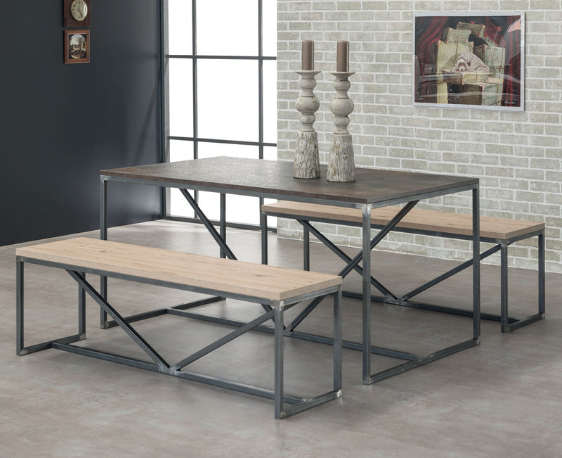 Cheril - Tavolo fisso stile industrial in metallo e legno - vari modelli