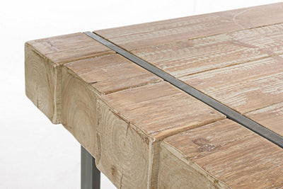 Tavolo fisso piano in legno naturale gambe in acciaio nero stile industrial cm 200x90x77h