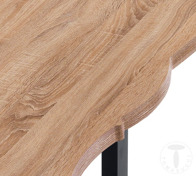 Tavolo fisso stile industriale gambe in metallo piano in legno bordo irregolare cm 160x90x75h