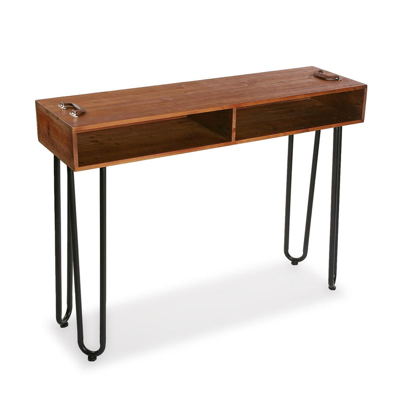 Consolle da ingresso in metallo e legno con 2 vani a giorno cm 120x35x90h