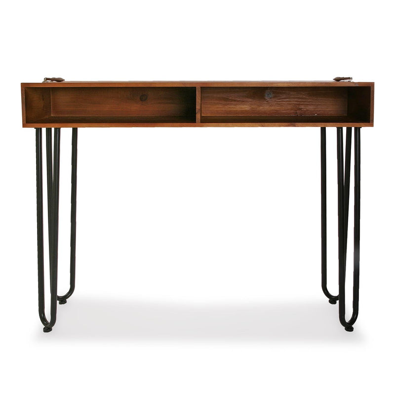Consolle da ingresso in metallo e legno con 2 vani a giorno cm 120x35x90h