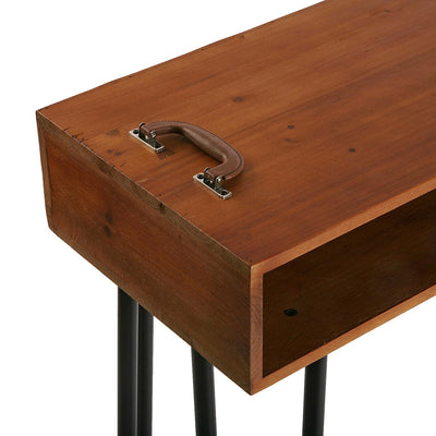 Consolle da ingresso in metallo e legno con 2 vani a giorno cm 120x35x90h