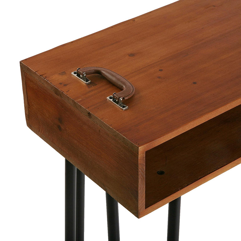 Consolle da ingresso in metallo e legno con 2 vani a giorno cm 120x35x90h
