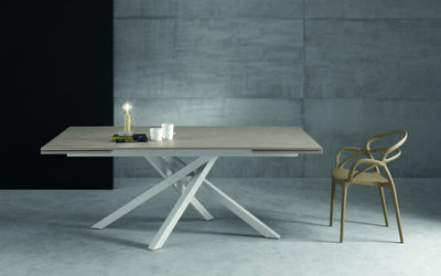 tavolo Kubo struttura metallo bianco opaco RAL-9003 piano nobilitato malta airone-201