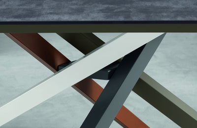tavolo Kubo struttura metallo-multicolore piano vetro float acidato antigraffio ardesia-135