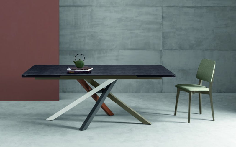 tavolo Kubo struttura metallo-multicolore piano vetro float acidato antigraffio ardesia-135
