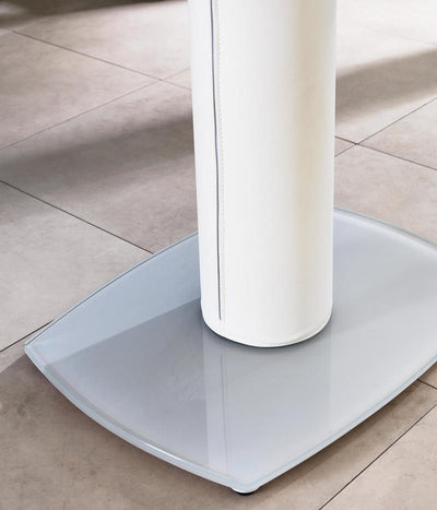 Kyoto - Tavolo allungabile con base in similpelle e top in vetro cm 90x120/180x76h