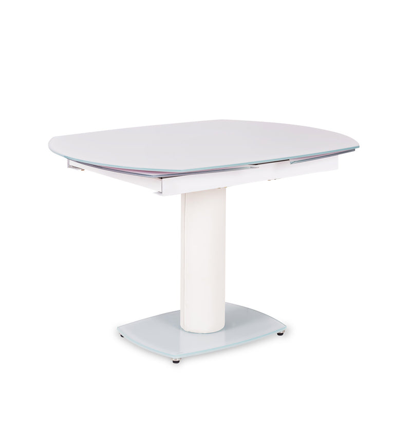Kyoto - Tavolo allungabile con base in similpelle e top in vetro cm 90x120/180x76h