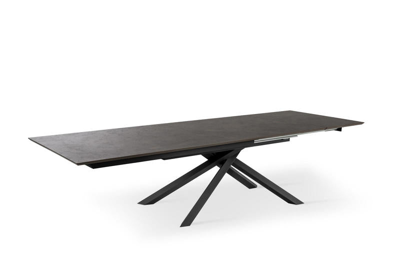 Tavolo da pranzo allungabile piano in legno colore ruggine base nero cm 170/270x90x76h