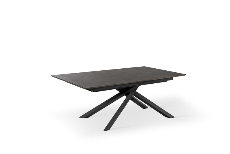 Tavolo da pranzo allungabile piano in legno colore ruggine base nero cm 170/270x90x76h