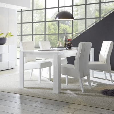 tavolo moderno allungabile in legno bianco lucido