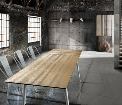 Tavolo allungabile da pranzo moderno in legno di abete spazzolato colore naturale cm 140/190x85x75h
