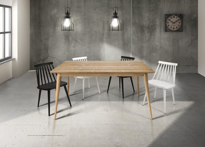 Tavolo allungabile da pranzo moderno in legno di abete spazzolato colore naturale cm 140/190x85x75h