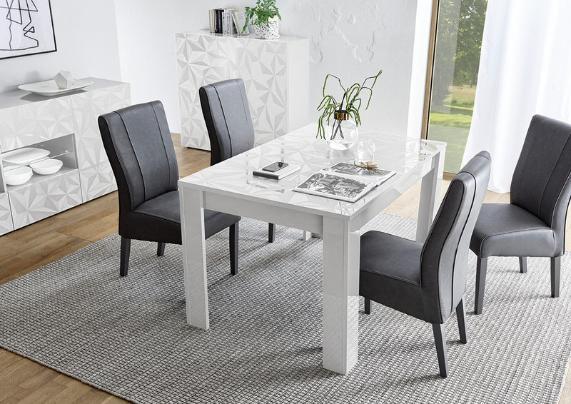 tavolo design moderno allungabile bianco con piano serigrafato