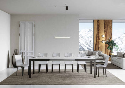 tavolo allungabile moderno gambe in metalo piano in legno bianco