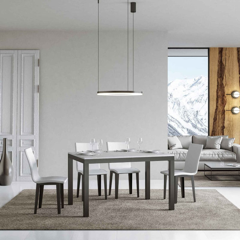 tavolo allungabile moderno gambe in metalo piano in legno bianco