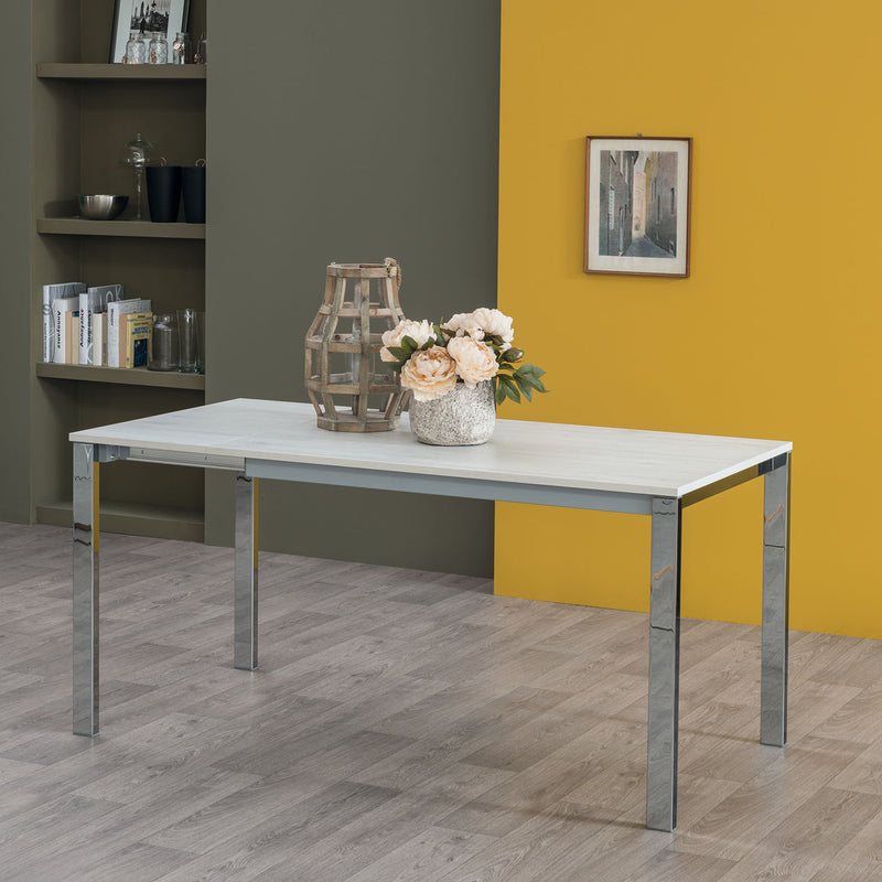 Carlito - Tavolo per sala pranzo gambe in metallo piano in legno o vetro - vari modelli