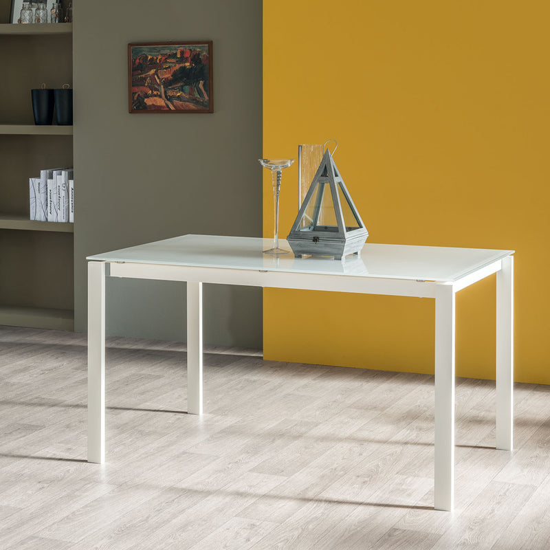 Carlito - Tavolo per sala pranzo gambe in metallo piano in legno o vetro - vari modelli