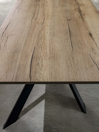 Domiziano - Tavolo allungabile design base in metallo piano in legno cm 160/270x90x75h - vari colori