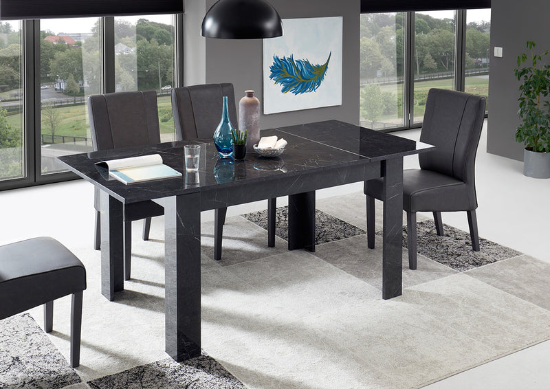 tavolo da pranzo allungabile in legno nero effetto marmo lucido