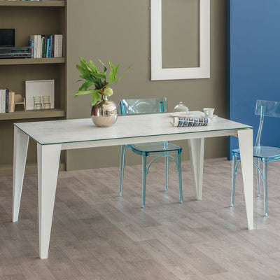 Eusedio - Tavolo da pranzo design moderno allungabile in legno e vetro cm 130/230x90 - vari colori