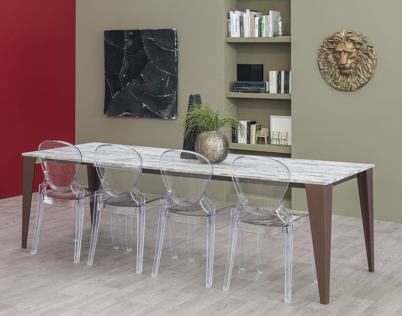 Eusedio - Tavolo da pranzo design moderno allungabile in legno e vetro cm 130/230x90 - vari colori