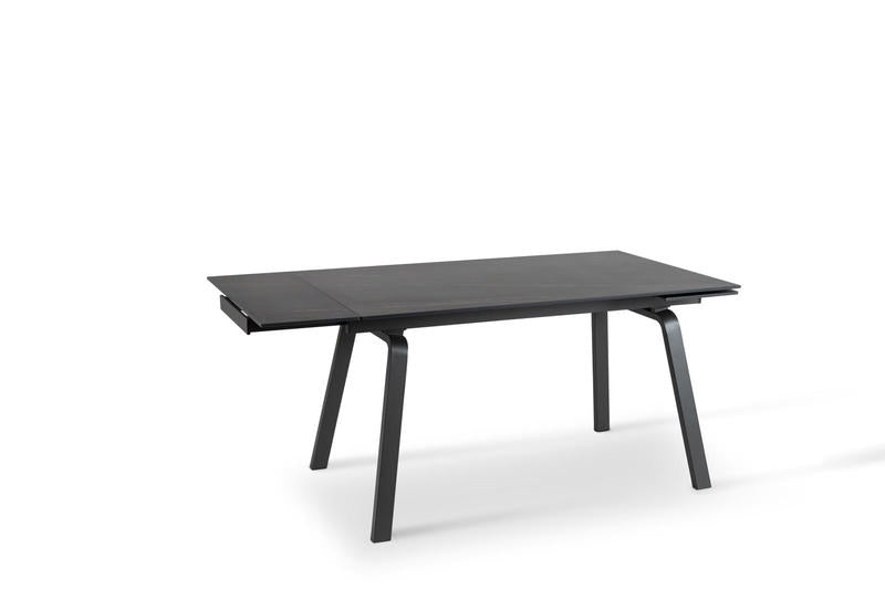 Tavolo allungabile piano effetto marmo nero gambe in metallo cm 140/200x80x76h