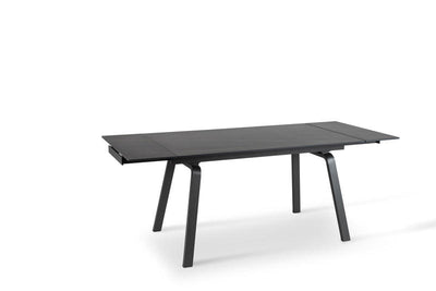 Tavolo allungabile piano effetto marmo nero gambe in metallo cm 140/200x80x76h