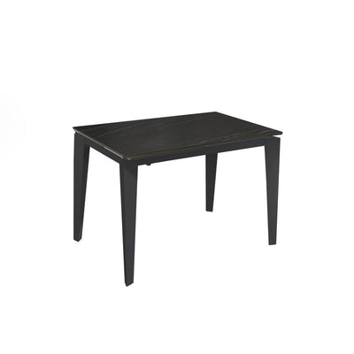 Tavolo allungabile da pranzo piano in ceramica marmo nero gambe antracite cm 120/170x80x76h