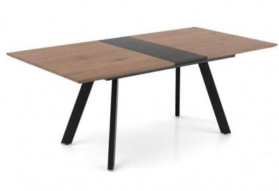 Tavolo allungabile piano in legno rovere gambe in metallo nero cm 150/180x90x76h