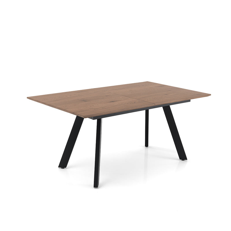 Tavolo allungabile piano in legno rovere gambe in metallo nero cm 150/180x90x76h
