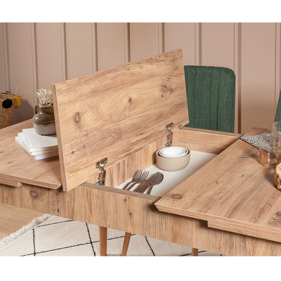 Tavolo moderno allungabile in legno con scomparto nascosto cm 129/163x75x80h - vari colori