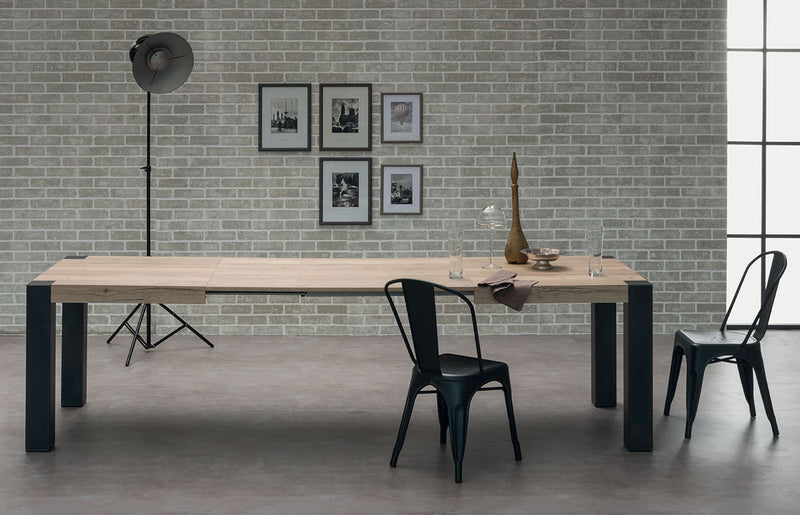 Franklin Iron - Tavolo allungabile stile industrial piano in legno gambe in metallo - vari modelli