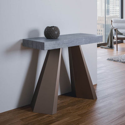 Diamante - Tavolo consolle da ingresso allungabile con piano colore cemento cm 90x40/300x77h