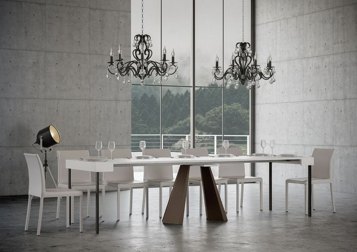 Diamante - Tavolo consolle da ingresso allungabile con piano colore cemento cm 90x40/300x77h