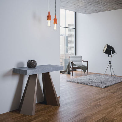 Diamante - Tavolo consolle da ingresso allungabile con piano colore cemento cm 90x40/300x77h
