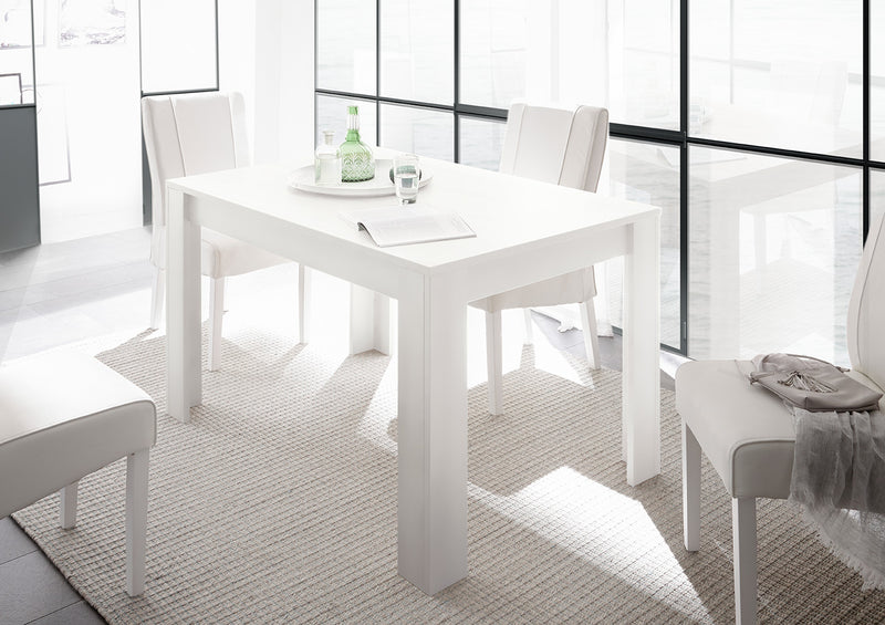 tavolo da oranzo moderno in legno bianco opaco d cm 137