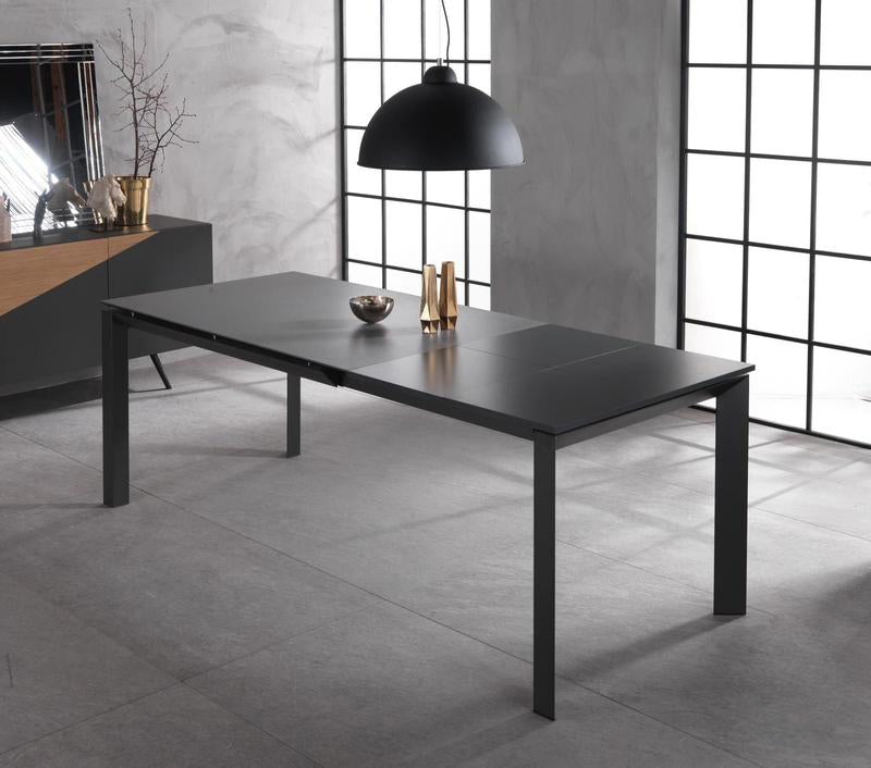 Account - Tavolo da pranzo allungabile in metallo e ceramica grigio cm 90x140/220x75h
