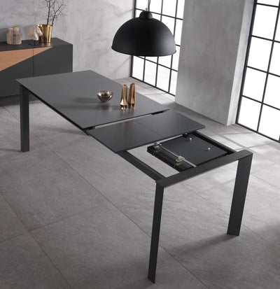 Account - Tavolo da pranzo allungabile in metallo e ceramica grigio cm 90x140/220x75h