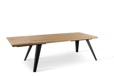 tavolo moderno allungabile gambe colore nero piano in legno rovere naturale