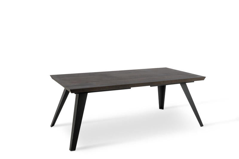 tavolo moderno allungabile gambe colore nero piano in legno rovere termocotto