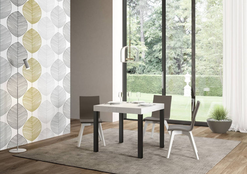 tavolo moderno allungabile gambe in metallo piano in legno bianco frassino