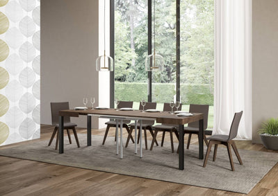 tavolo moderno allungabile gambe in metallo piano in legno noce